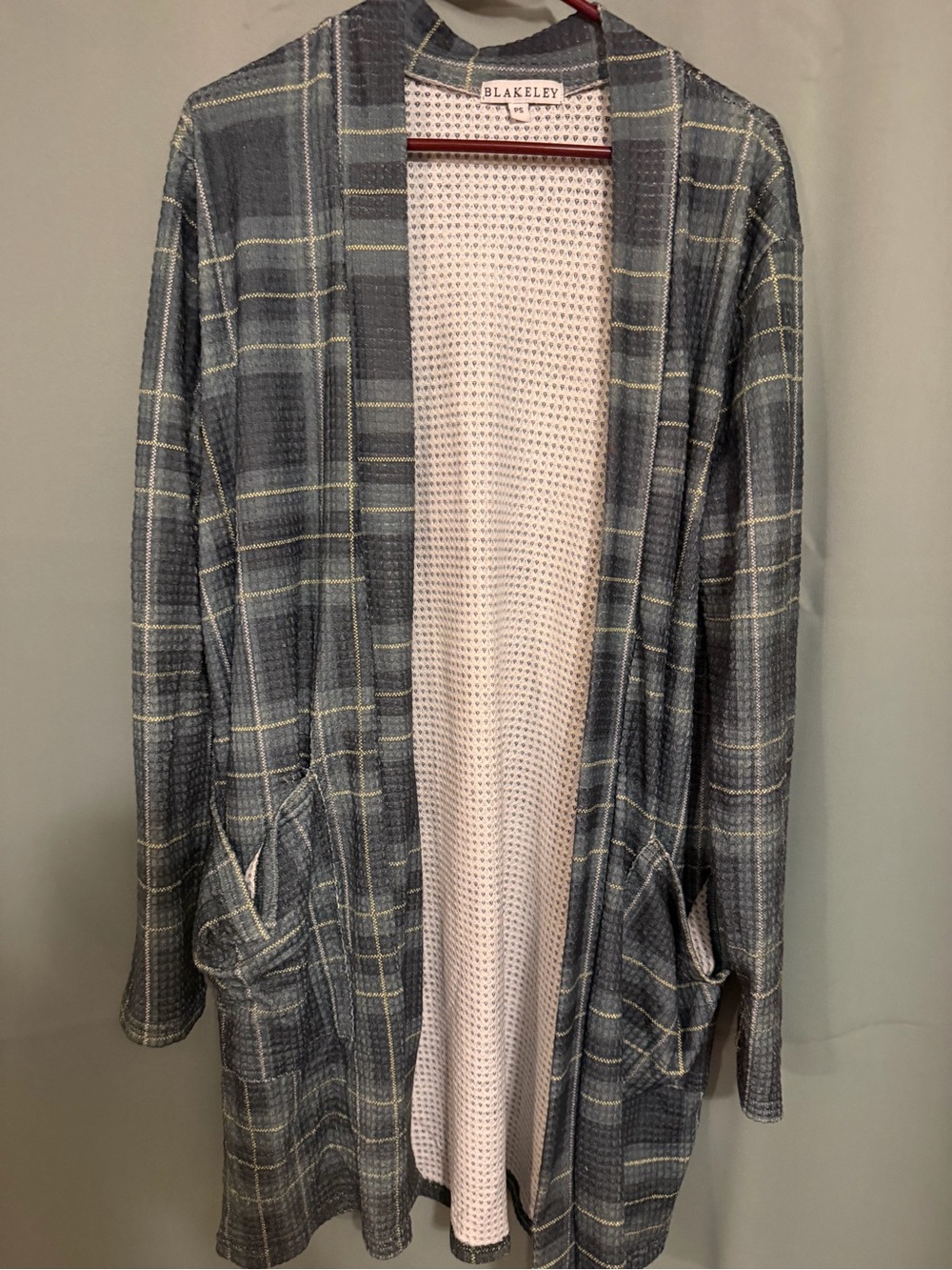 Blakeley Women's Gray green Plaid Open Cardigan Blazer